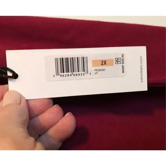 CALVIN KLEIN - NWT - L Sz 2X Performance Short Sleeve Logo Tee in Chianti - Picture 12 of 14